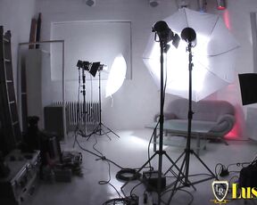 Cheeky brunette Sarina masturbating casting show